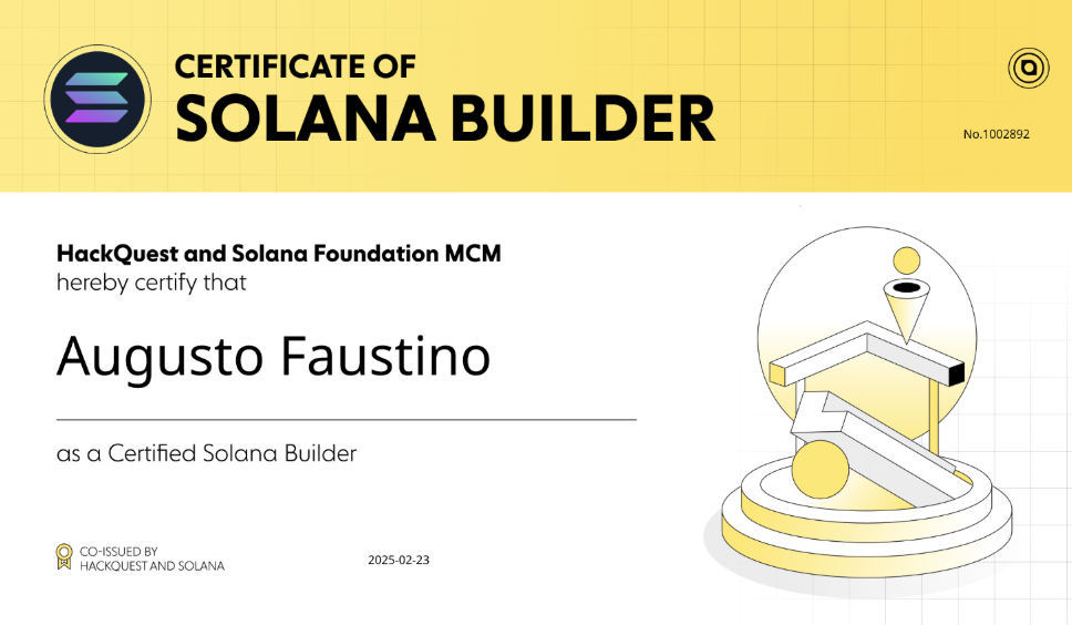 Augusto Faustino - Verified Solana Builder Professional Certification