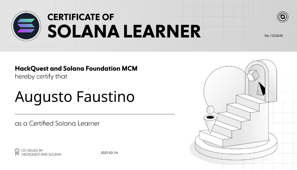 Augusto Faustino - Solana Ecosystem Specialist Certification